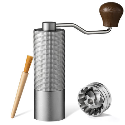 Antike Handkaffeemühle aus Aluminiumlegierung mit Massivholzgriff